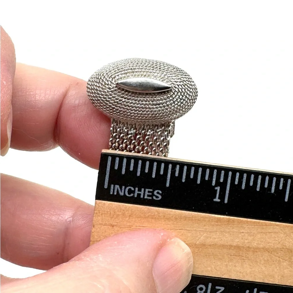 Vintage SWANK Silver Mesh Oval Foldover Cufflinks